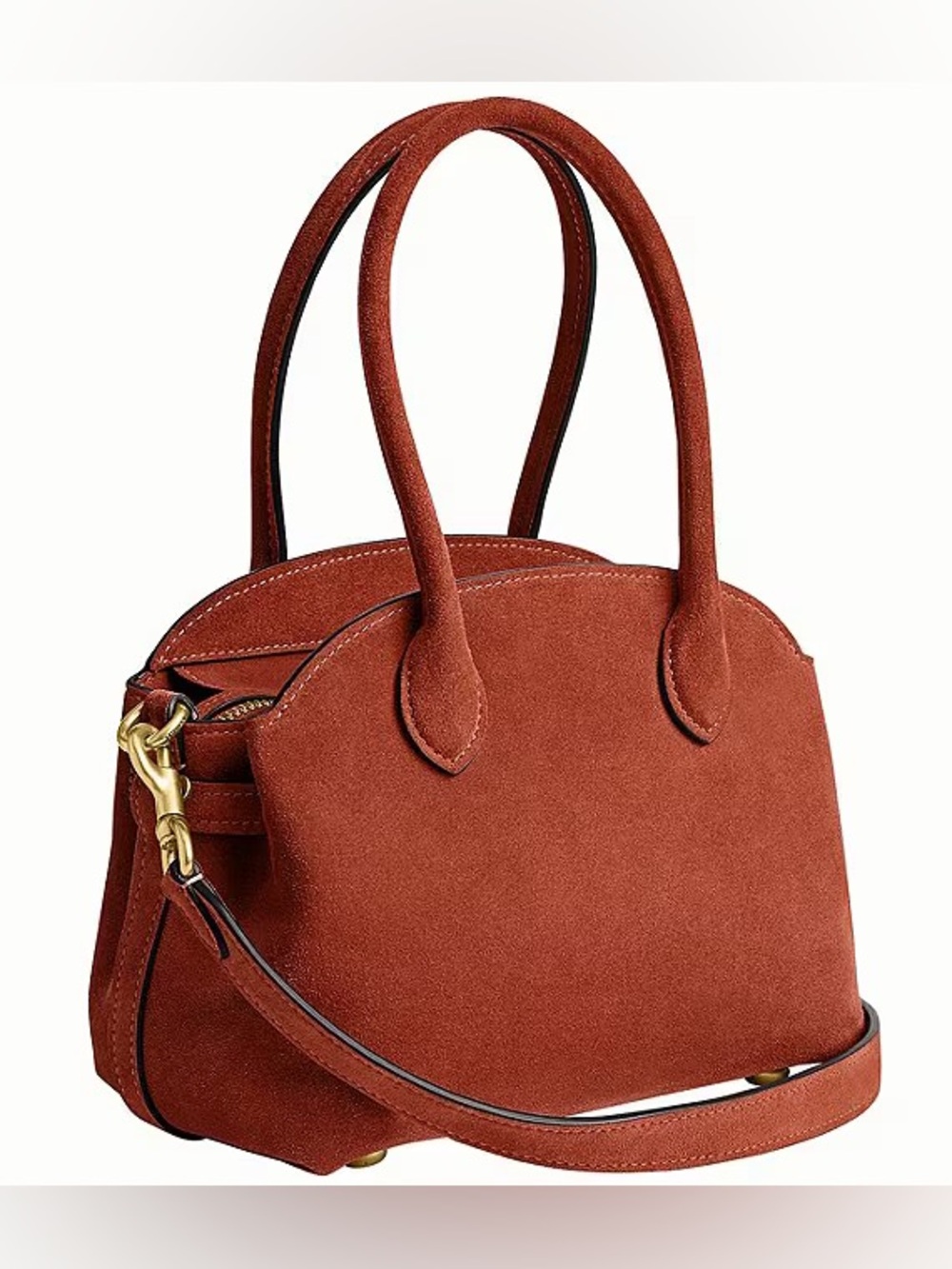 COACH Suede Soft Empire 21 Handle Satchel Bag in Clay - Picture 4 of 5